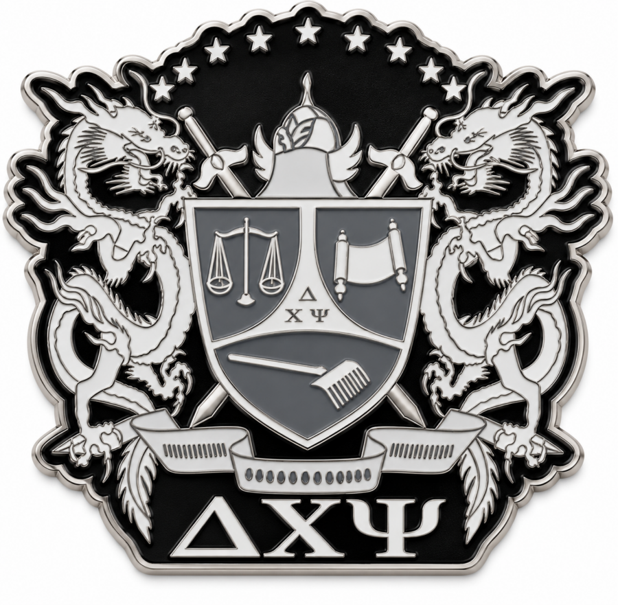 Delta Chi Psi Fraternity Soft Enamel Pin with Dragons